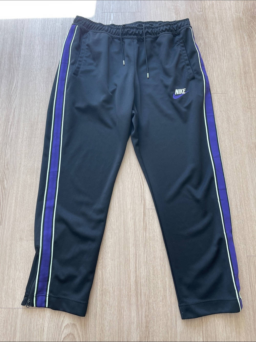 Nike Black Joggers with Purple Side Stripes